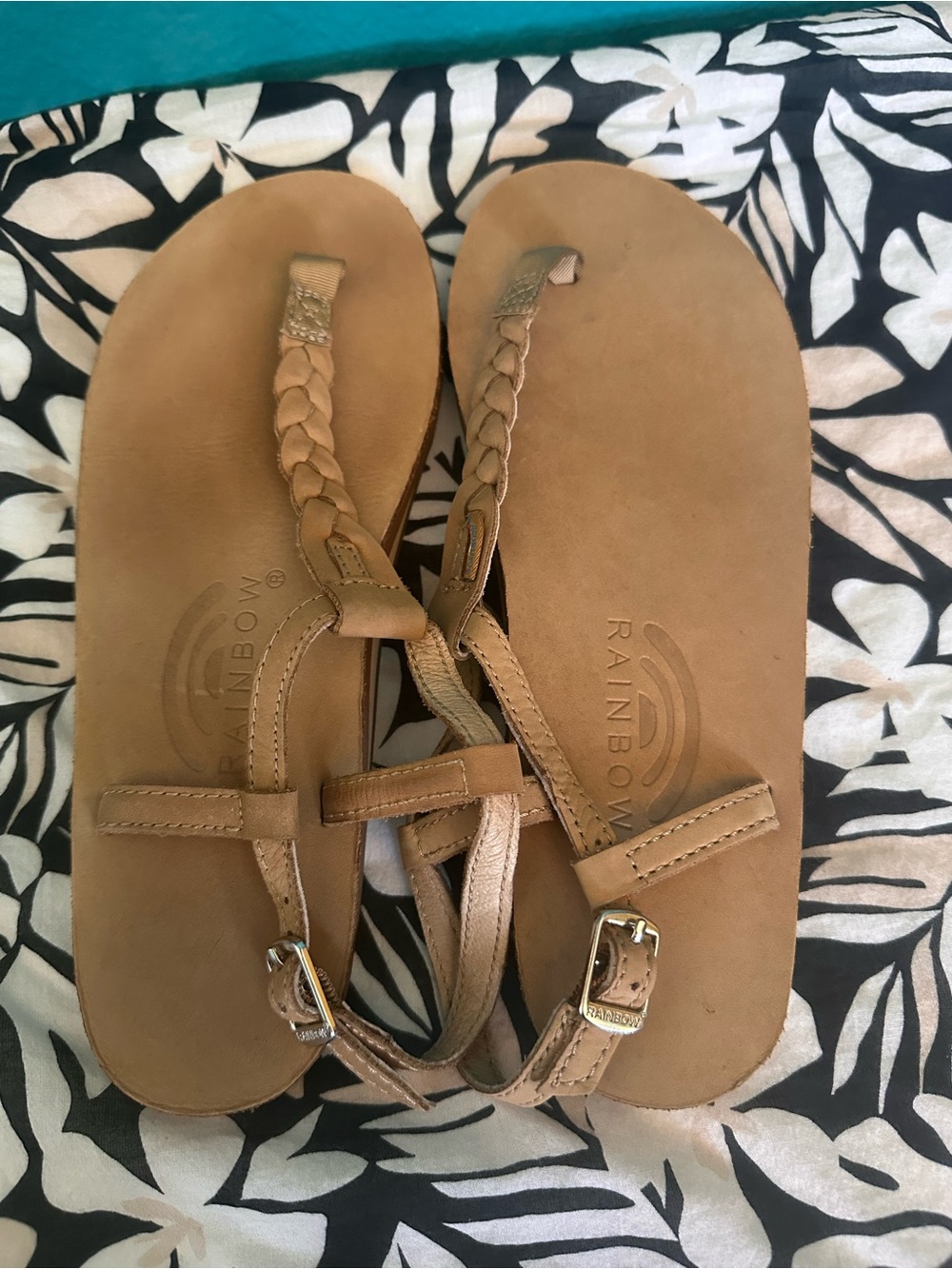 Rainbow Women's Braided Leather Sandals in Tan